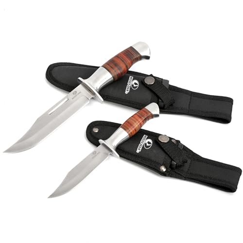 Mossy Oak Fixed Blade Bowie Knife, 2-piece Hunting Knife Set