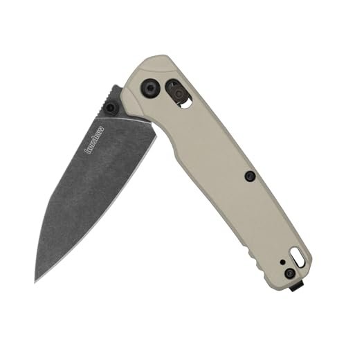 Kershaw Bel Air Pocket Knife, Bright Nickel, Reverse Tanto...