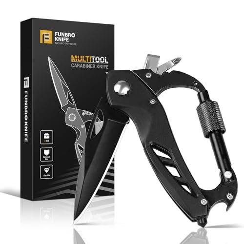 FUNBRO Multitool Carabiner with Pocket Knife, Stocking...