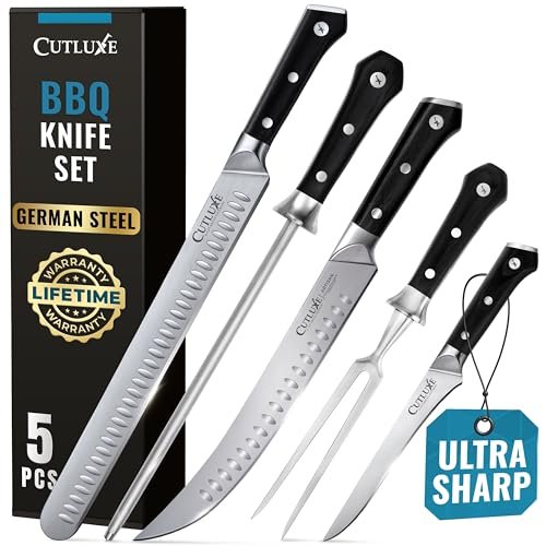 Cutluxe 5-Piece Butcher Knife Set – Slicing Carving Knife...