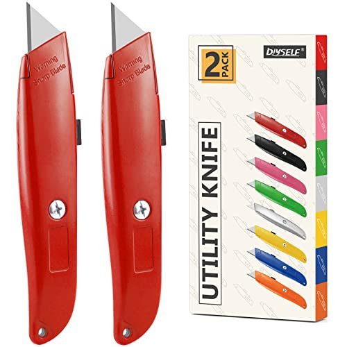 DIYSELF 2Pack Utility Knife Box Cutter Retractable Heavy...