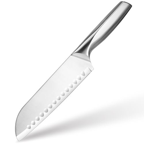 Santoku Knife, 7 Inch Chef's Knife Kitchen German Steel...