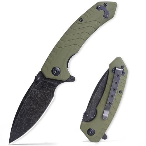 BARRYSAIL Folding Pocket Knife, 3.3 Inch D2 Steel G10 Handle