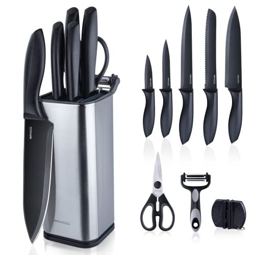 RAXCO Knife Set with Block,10-Piece Kitchen Knives...