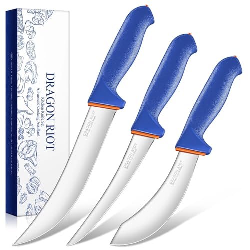DRAGON RIOT 3 Pcs Butcher Knives Set, German Stainless Steel