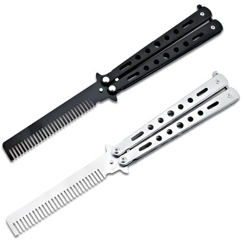 Jaasuee 2 Pieces Stainless Steel Folding Practice Combs,...
