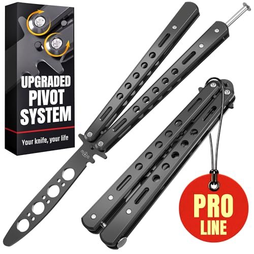 Butterfly Knife - Balisong Trainer - Black Stainless Steel...