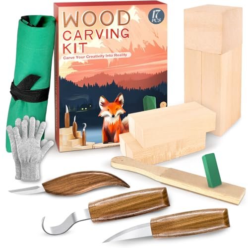 Wood Carving Kit, Whittling Kit for Beginners with 17 Tools