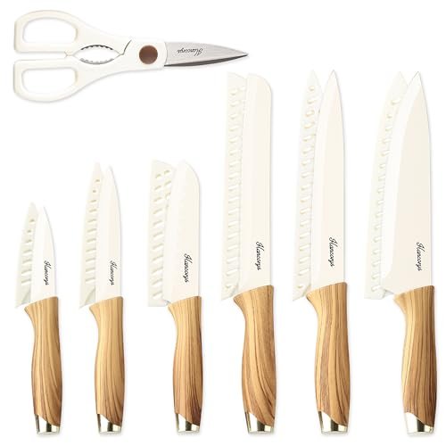 Hancorys Knife set, 13 Pieces Kitchen Knives with Blade...