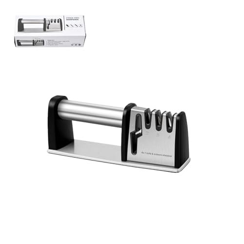 Knife and Scissor Sharpener, 4-In-1 Manual Knife Sharpener