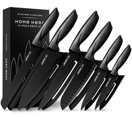 Home Hero High Carbon Stainless Steel Knife Set, 12-Piece,...