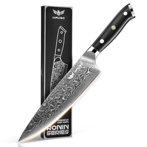 Damascus Chef Knife - Haugo 8 Inch Ronin VG10 Steel
