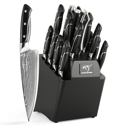 18 Pieces Damascus Kitchen Knife Set, 8 Piece Steak Knives