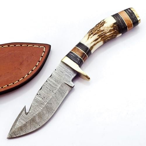 BLAYDZ Damascus Steel Deer Hunting Knife with Gut Hook