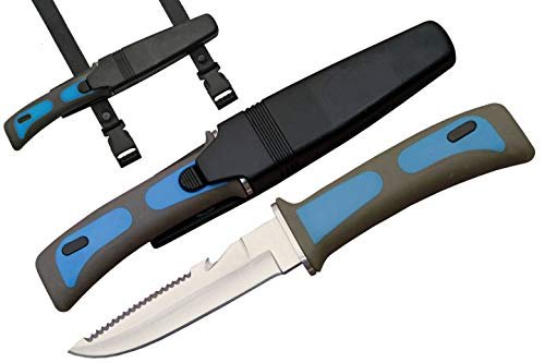 SZCO Supplies 9-Inch Blue Dive Knife with Stainless Steel...