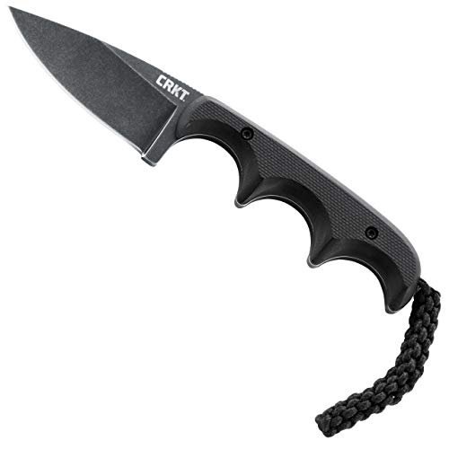 CRKT Compact Fixed Blade Knife: Minimalist Black Drop Point...