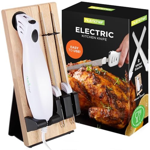 NutriChef Electric Carving Turkey Slicer Kitchen Knife with...