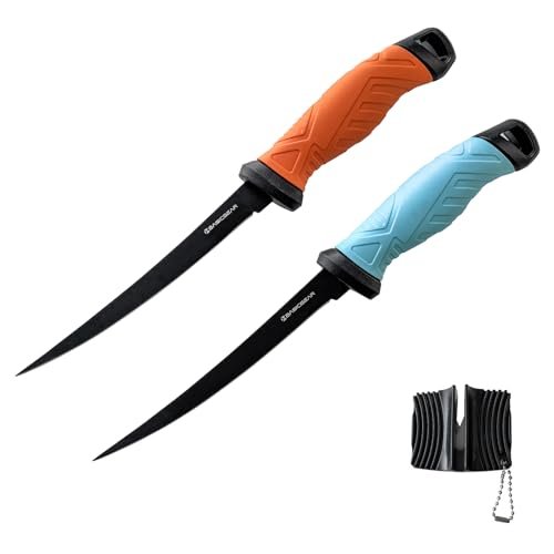 BasicGear Fishing Fillet Knife Set of 2 with 440C Blades
