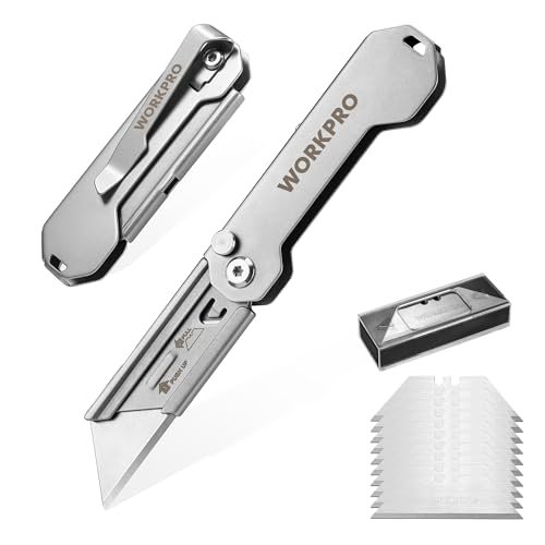 WORKPRO 2PCS EDC Folding Utility Knife, Mini Box Cutter