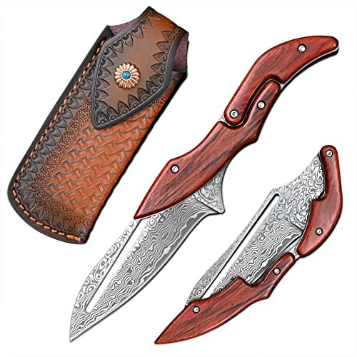 SDOKEDC Damascus Steel Folding Knife Pocket Knife with...