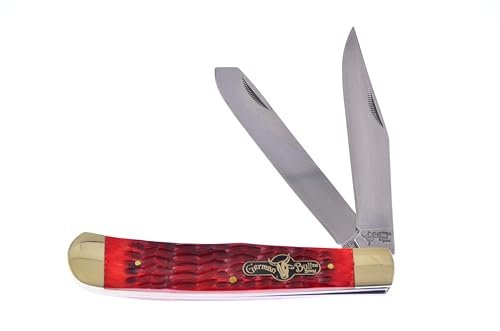 German Bull Brand Pocket Knife 010RPB Large Red Bone Trapper