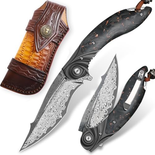 ALVELY handmade Folding Pocket Knife，Japanese Damascus...