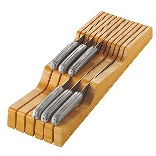 In-Drawer Knife Block - Bamboo Knife Drawer Kitchen...