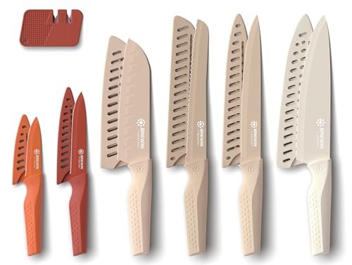 Brewin Knife set, 13 Pieces Kitchen Knives with Sharpener,...