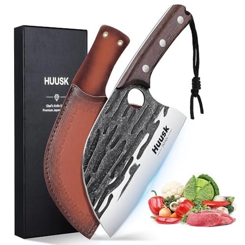 Huusk Upgraded Serbian Chef Knife-Japanese Meat Cleaver...