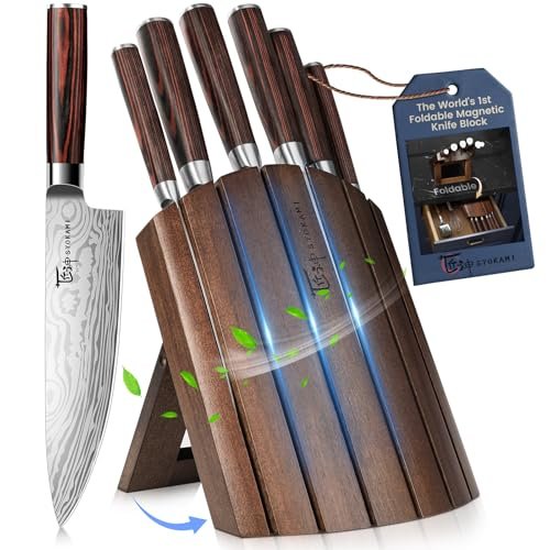 SYOKAMI Knife Set 7 Piece Japanese Style with Magnetic Block