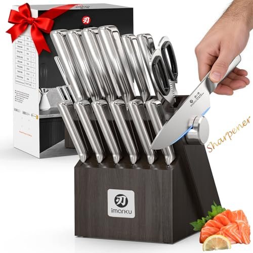 Knife Sets for Kitchen with Block imarku G14 14pcs Sharpener