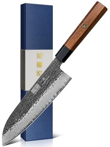 HOSHANHO Santoku Knife 7 Inch, Japanese Hand Forged Chef...