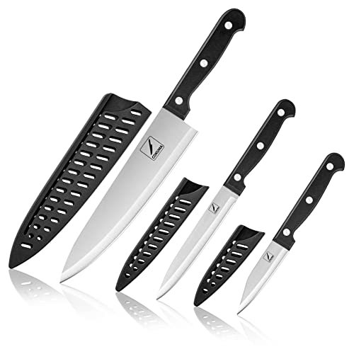 COKUMA Kitchen Knife, 3-Pcs Knife Set With Protective...