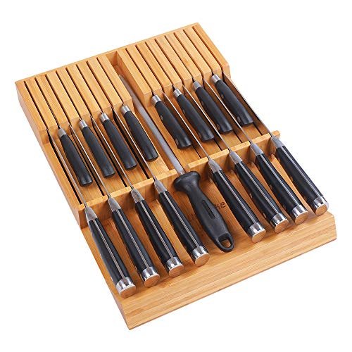 Utoplike In-drawer Knife Block Bamboo Kitchen Knife Drawer...