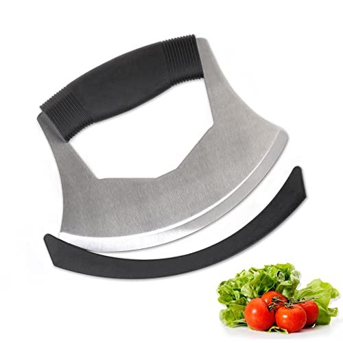 XoYoZo Salad Chopper Mezzaluna Knife with Protective Cover...