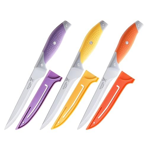 MONGSEW 3PCS Boning Knife, German Stainless Steel Curved...