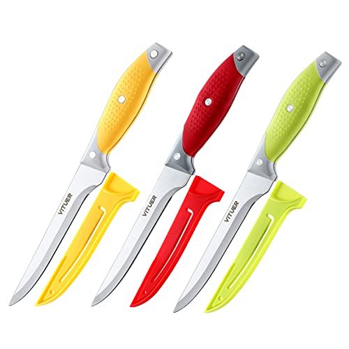 VITUER Boning Knife, 6PCS Fillet Knives (3PCS with Blade...