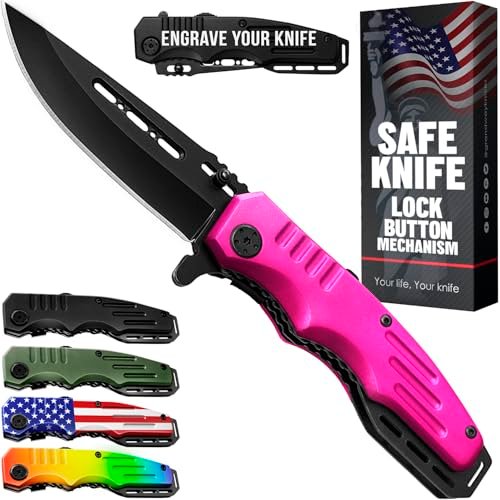 Safety Lock Pocket Knife for Women - Spring Assisted 6681P