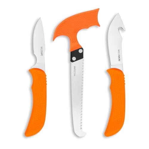 OUTDOOR EDGE WildGuide 4-Piece Hunting Knife Set Field...