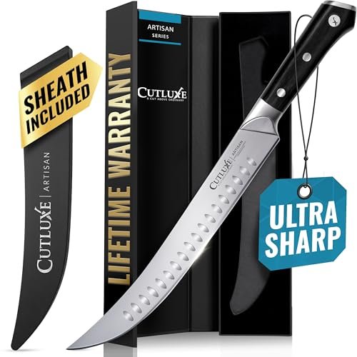 Cutluxe Butcher Knife – 10″ Cimeter Breaking Knife, Forged...