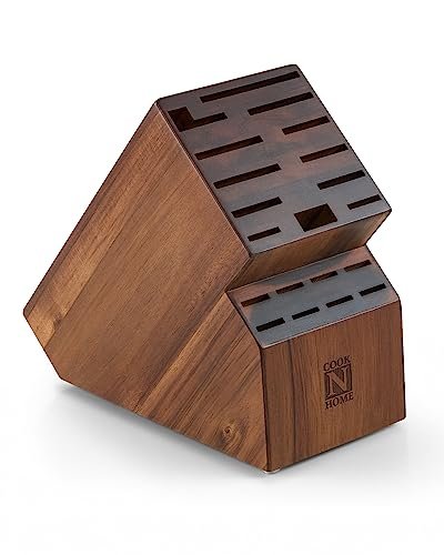 Cook N Home Acacia Wood Knife Storage 20 Slot Block