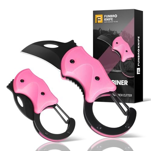 FUNBRO Pink Keychain Knife Stocking Stuffers Gifts for Her