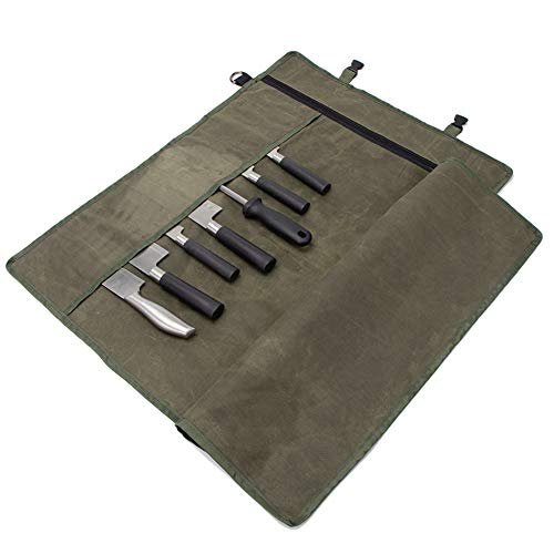 Chef’s Knife Roll Bag,Waxed Canvas Knife Cultery 10-Slot...