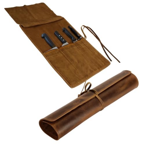 ELIZO Leather Knife Roll Bag Professional Chef Knife Case