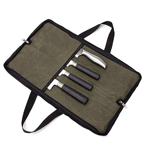 Knife Roll,Heavy Duty Knife Bag,Waxed Canvas knife Case...