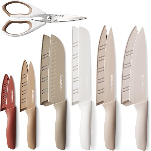 Astercook Knife Set, 13 Pieces Kitchen Knives with Blade...