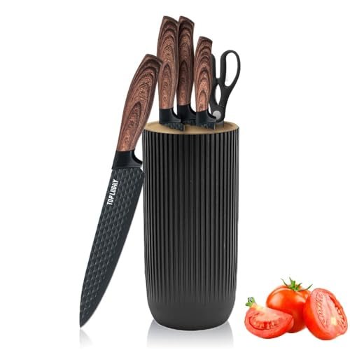 Knife Set, Wiztoynia 6-Piece Black Kitchen Knife Set with...