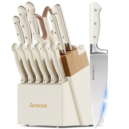 Knife Set,Astercook Kitchen Knife Set with Block 14-Piece...