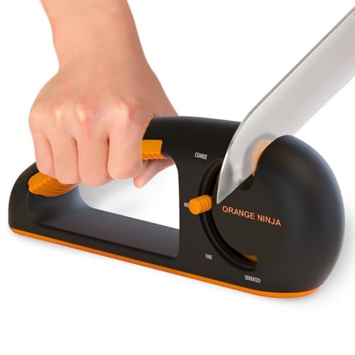 Orange Ninja 4-Stage Knife Sharpener & Serrated Knife...