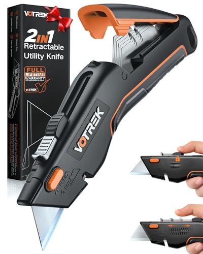 VOTREK® Box Cutter Utility Knife, [2-in-1] Retractable with...